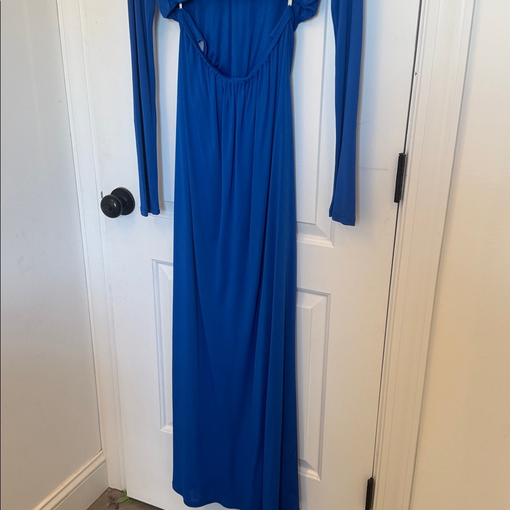 FARM Rio Royal Blue Long Sleeve Cutout Maxi Dress - Picture 8 of 10